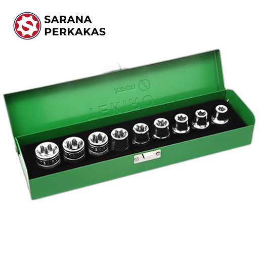 TEKIRO 1/2 inch DR. Star Socket Set Kunci Sock Bintang Set 9 pcs