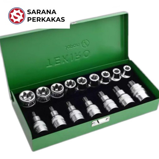 TEKIRO 1/2 inch DR. Star Bit and Socket Set Kunci Sock Bintang and L Bintang Set 16 pcs