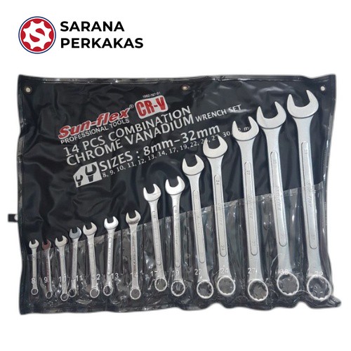 KENMASTER KUNCI RING PAS 14 PCS (8-32 MM) SUNFLEX CRV (MOQ 1 DUS)