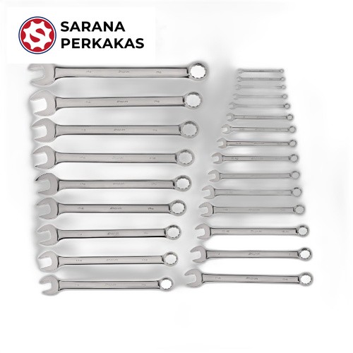 SNAP-ON 12-Point SAE Flank Drive Combination Wrench Set 24 Pcs (1/4Inch - 1-5/8Inch)